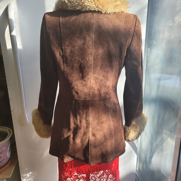 Vintage leather and sheepskin trim coat - Picture 3 of 6